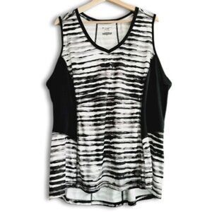 TEK GEAR | Drytek Athletic Tank Top B&W Abstract Pattern Stretch Muscle Tee 2X